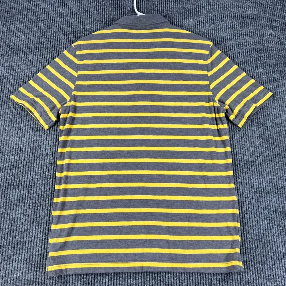 Banana Republic Mens Size Medium Gray‎ Yellow Striped Short Sleeve Polo Shirt